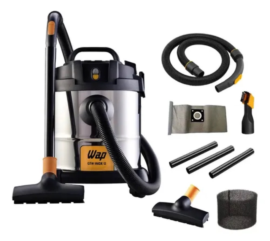 Aspirador De Pó E Água Wap Gtw Inox 12 1400w 127v Q11 Aço Inoxidável/preto/amar