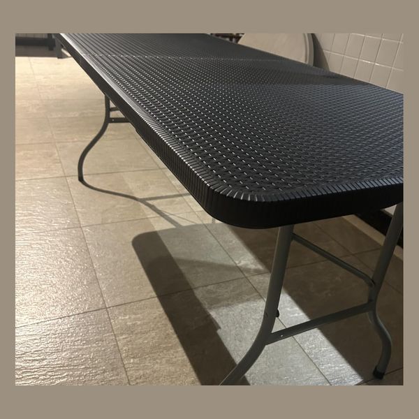 Mesa Dobrável Portátil Vira Maleta 180cm Reforçada até 150kg Camping Churrasco Jardim Sítio Compacta e Resistente MAAT BRAND (Preto)