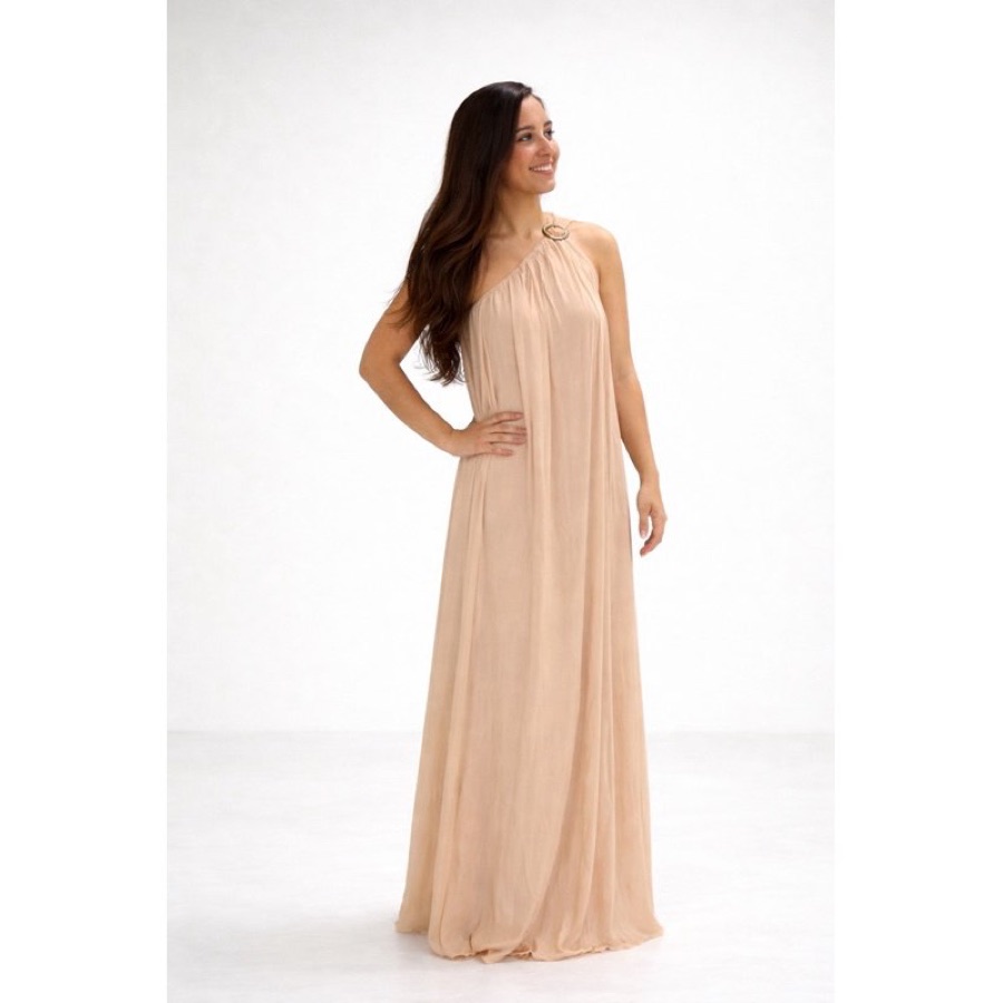 Vestido Longo Um Ombro Só Fluido Elegante Caimento Perfeito e Conforto