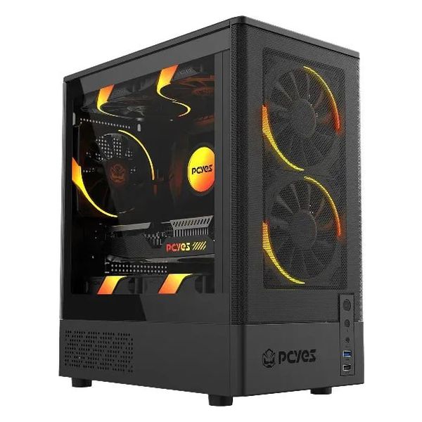 Gabinete Gamer Pcyes Kauri Black Vulcan Preto