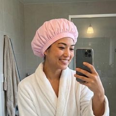 Touca Banho Impermeável Moto Chuveiro De Luxo Banheira Spa Rosa -touca Impermeável