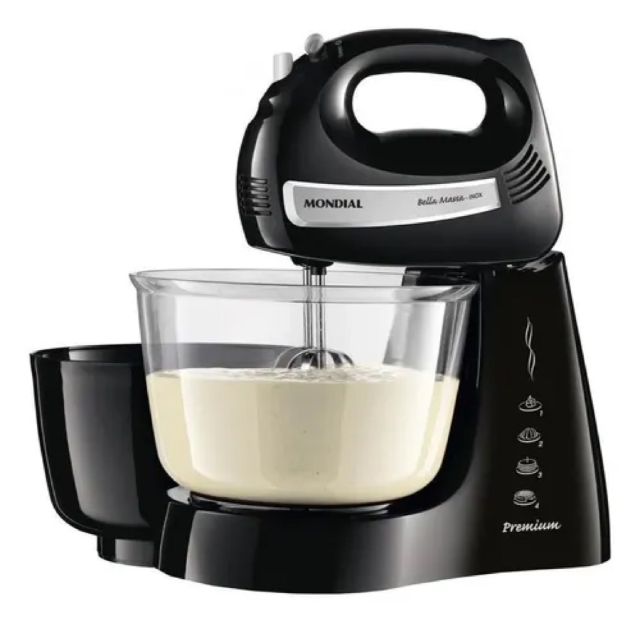 Batedeira Mondial 500w Bella Massa B-23 Np Preto E Inox 110v