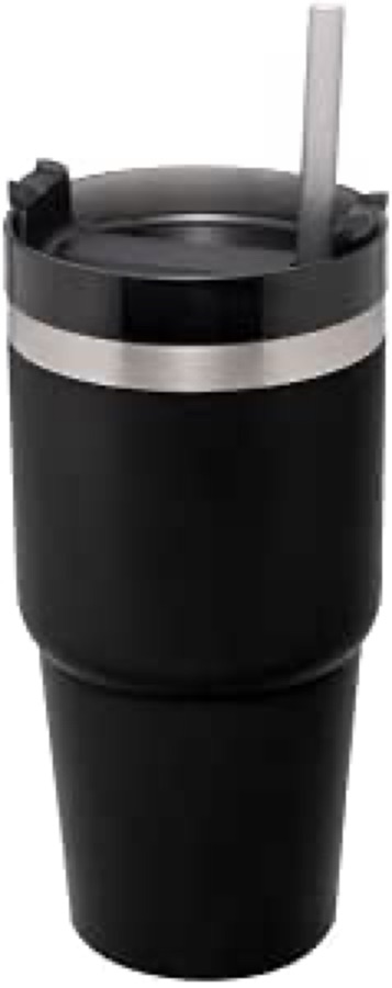 WOLFF - Copo Térmico Parede Dupla SlimTerm com Base Ergonômica e Canudo Preto 590ml