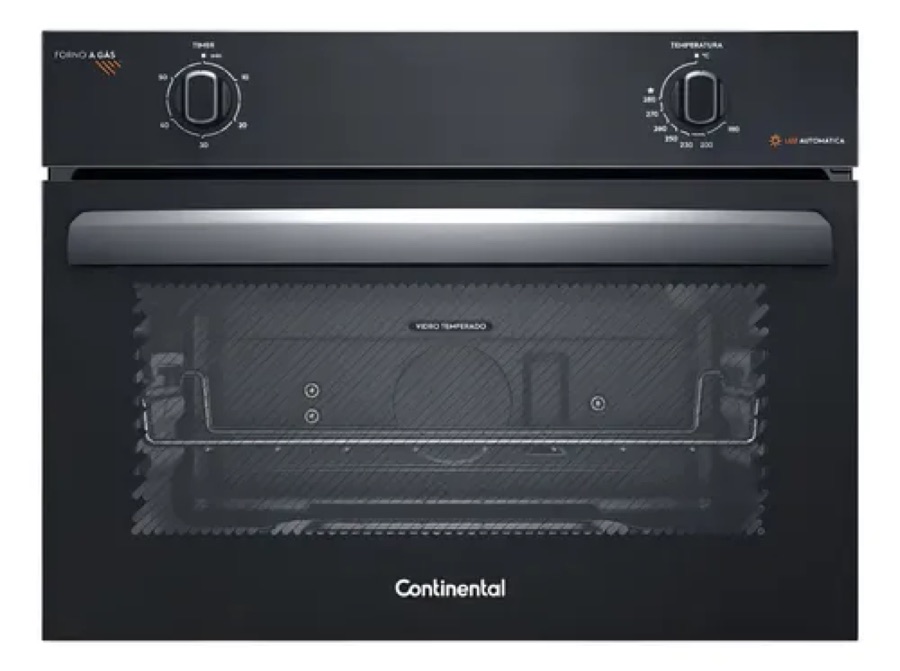Forno de Embutir a Gás Continental 50L TOPLimpaFácil OC4GM Cor Preto