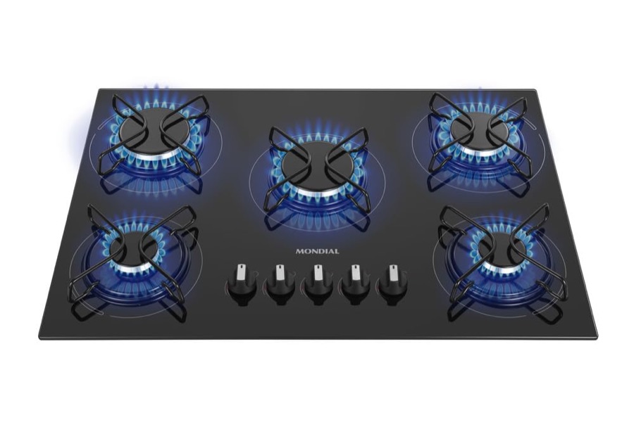MONDIAL Cooktop a Gás, 5 Bocas, Preto/Inox, Bivolt - CTG-02
