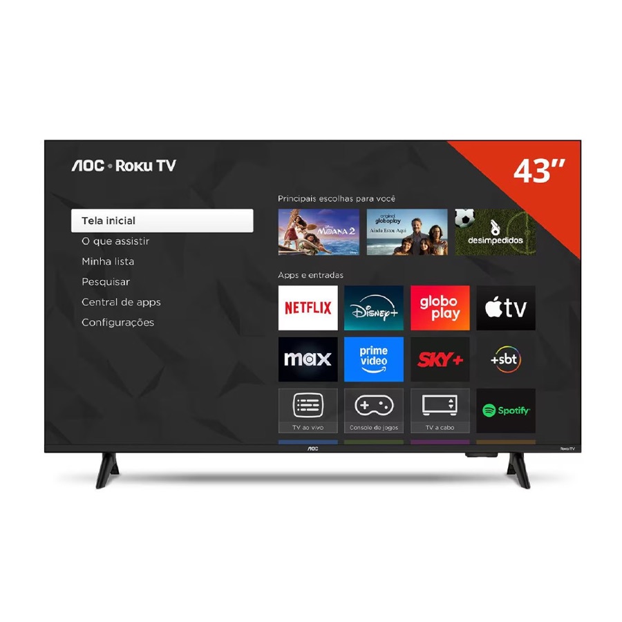 Smart TV AOC 43" Full HD LED Roku Wi-Fi USB HDMI 43S5155/78G