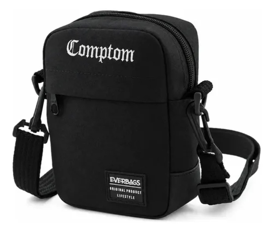 Shoulder Bag Bolsa Transversal Pochete Academia Treino Viagem Passeio Esportivo Porta Documento Carteira Resistente Reforçada Cor Preto