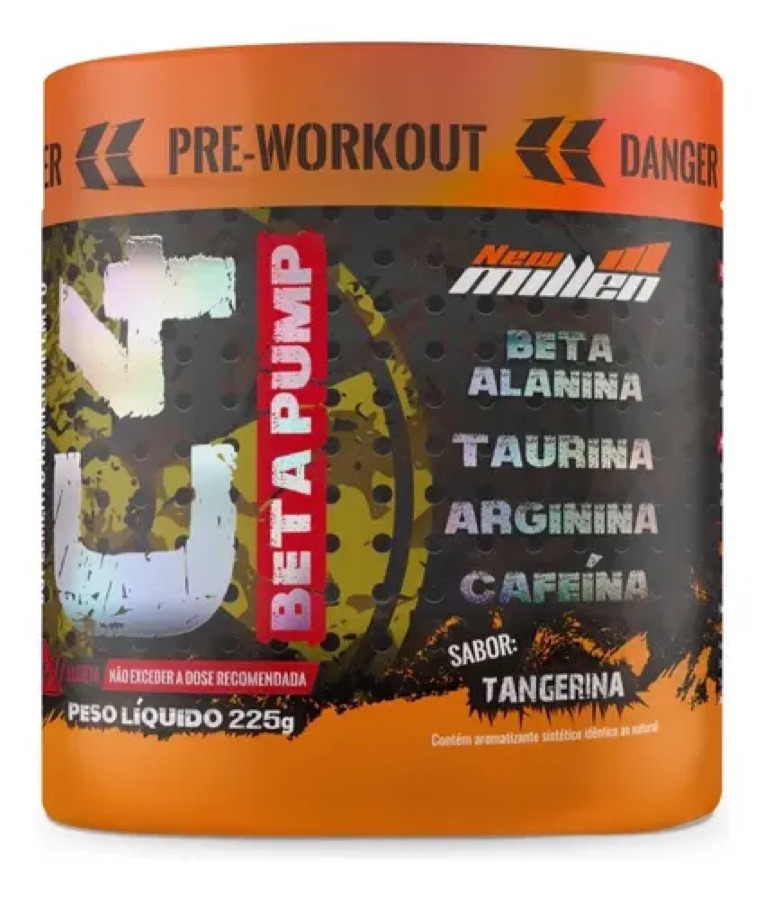 Cafeína New Millen C4 Beta Pump em pó sabor Tangerina x 225g