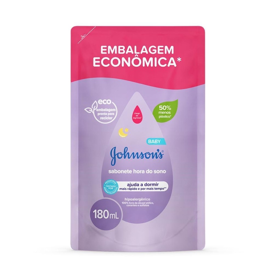 Sabonete Líquido Johnson's Baby Hora do Sono, Lavanda, Refil, 180ml