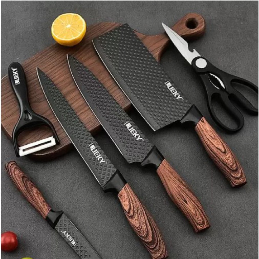 Conjunto De Facas Inox 6 Peças Antiaderente Com Cabo Reforçado Descascador E Tesoura Cozinha Futario