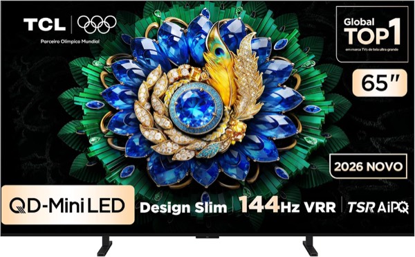 Smart TV TCL 65 Polegadas QD-Mini LED 4K A400M WiFi Bluetooth Google TV HDR10+ 144 Hz VRR 65A400M