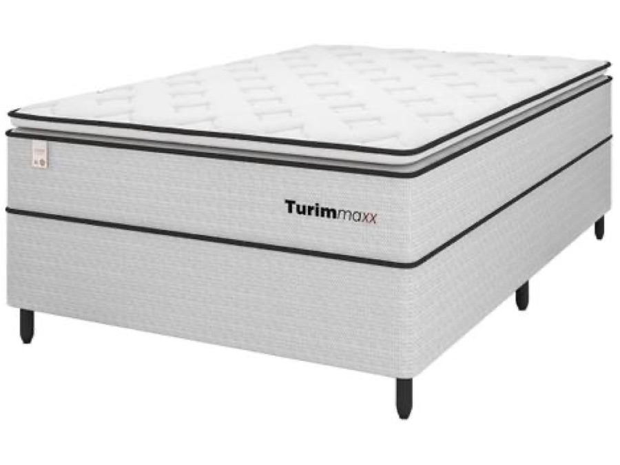Cama Box Casal Plumatex Turim Maxx com Colchão de Molas Ensacadas