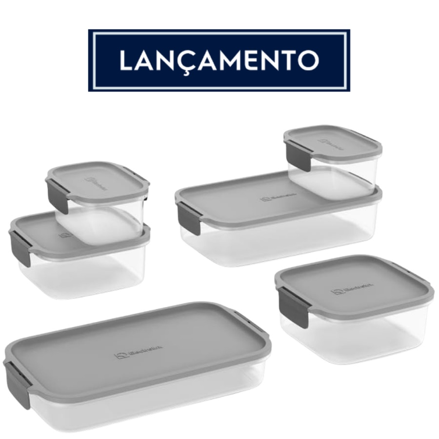 Conjunto Kit 6 Potes Herméticos Plástico 5,8l Electrolux Alimentos Organizador
