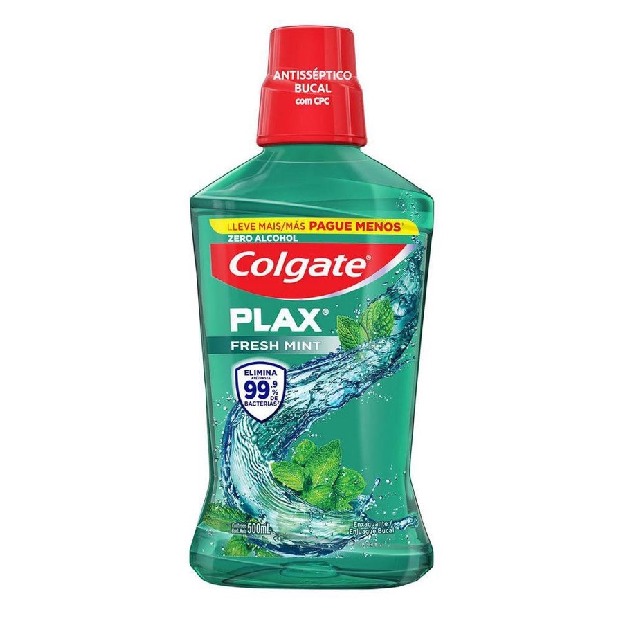 Colgate Plax Fresh Mint Enxaguante Bucal Sem Álcool, 500ml