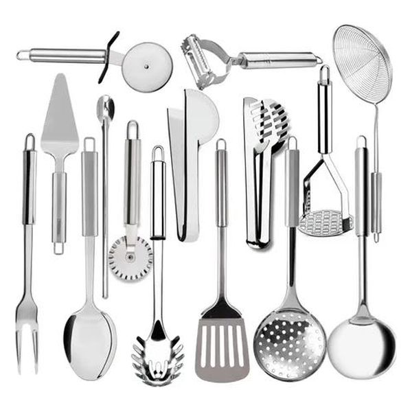 Kit C/12 Utensílios De Cozinha Silicone Cabo Madeira