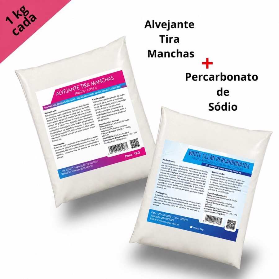 Tira Manchas Alvejante 1kg + Percarbonato de Sódio 1kg