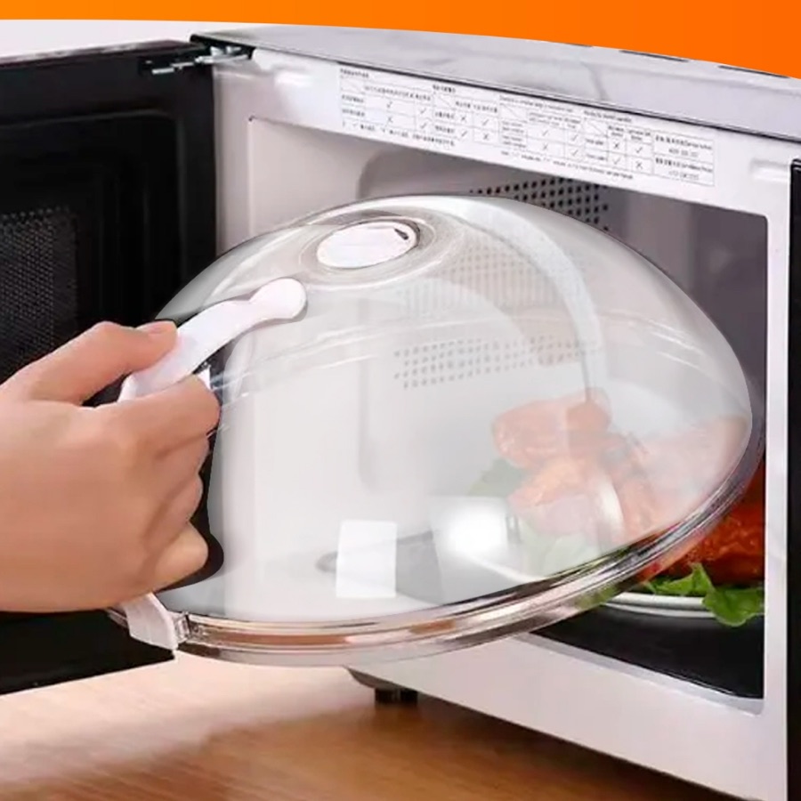 Tampa De Microondas Para Alimentos Com Válvula e Alça De Plastico 9x25,5cm Diâmetro