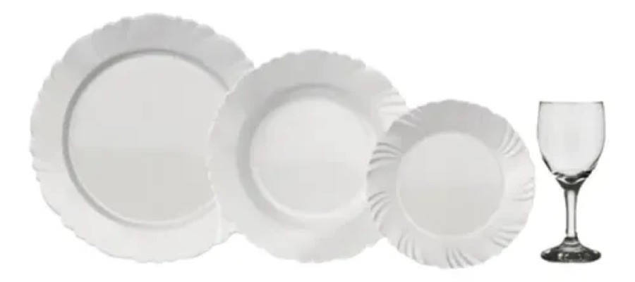 Conjunto Jantar Nadir Opaline Branco 16 Peças Vidro Temperado