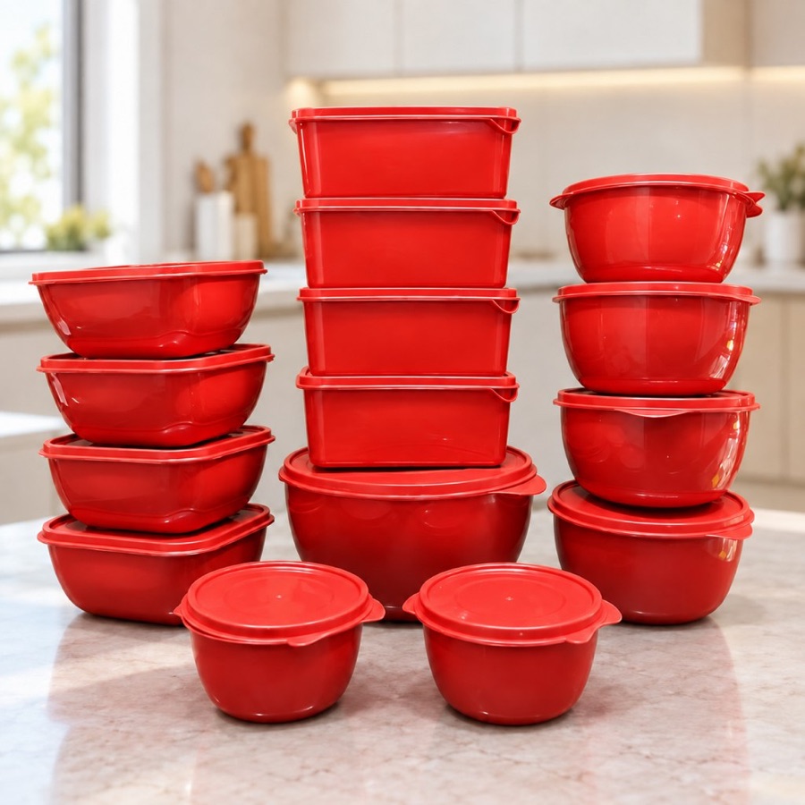 Kit 15 Potes Bowl Plástico com Tampa Marmita Cozinha, Freezer, Micro-ondas e Lava-Louças