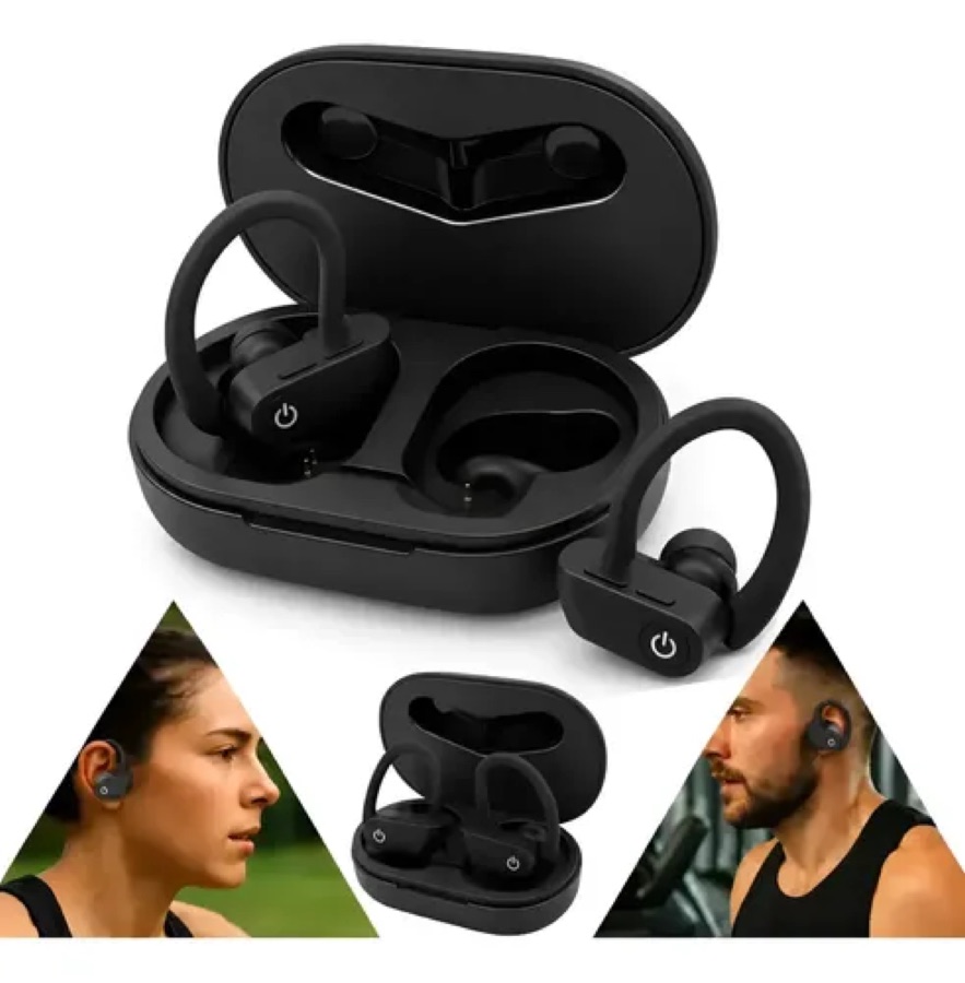 Fone Esportivo Bluetooth Corrida Sem Fio Prova Àgua Ciclismo Preto