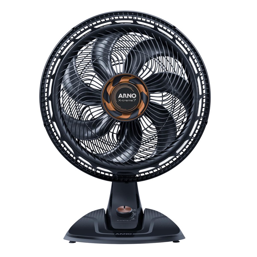 Ventilador de Mesa Arno X-TREME 7 Cinza 40cm VE71, 150W, 7 Pás, 3 Velocidades, Oscilação 80º, Power Zone, Modo Noturno Silencioso