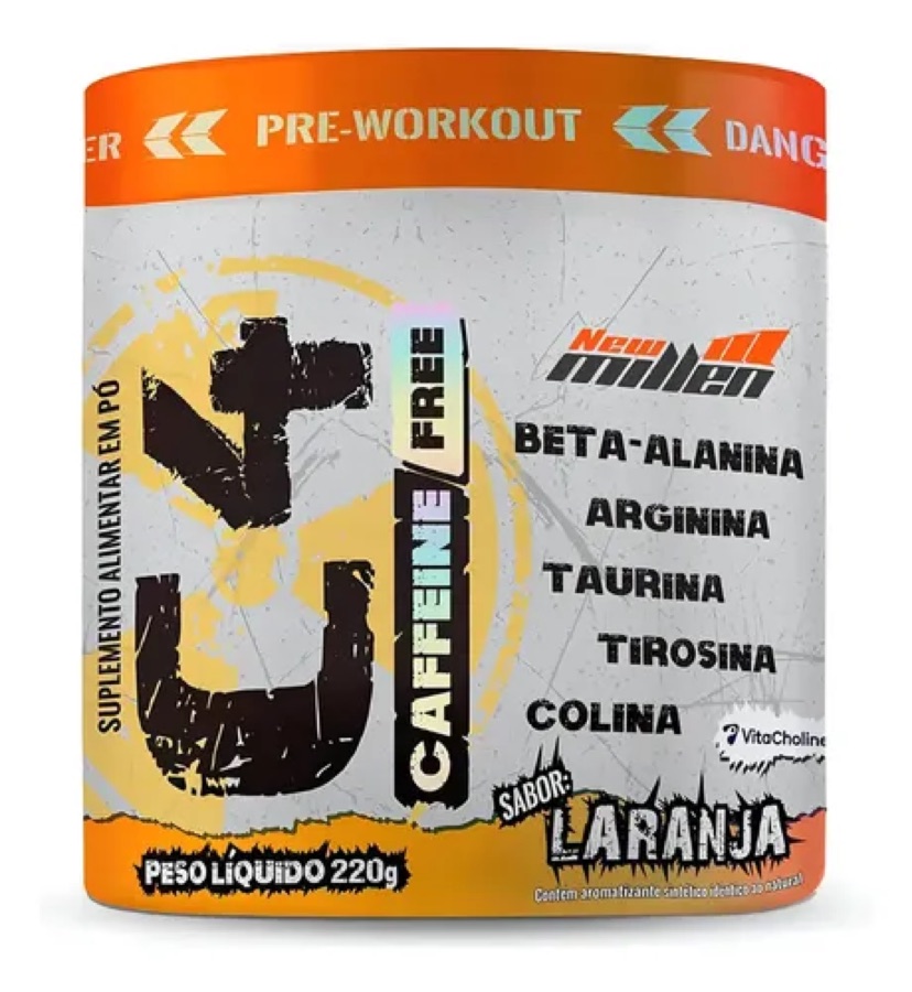Pré treino New Millen Sem Cafeína C4 Caffeine Free com colina em pó sabor Laranja x 220g