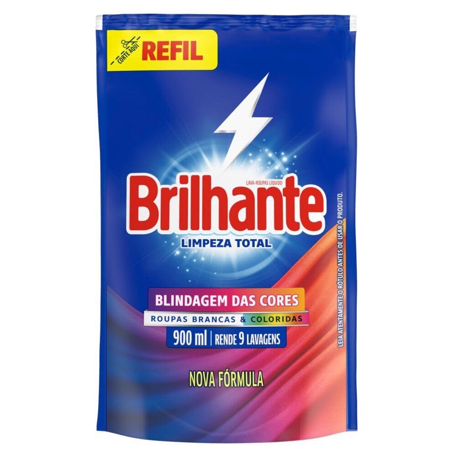 Brilhante Sabão Liquido Limpeza Total Refil 900 Ml