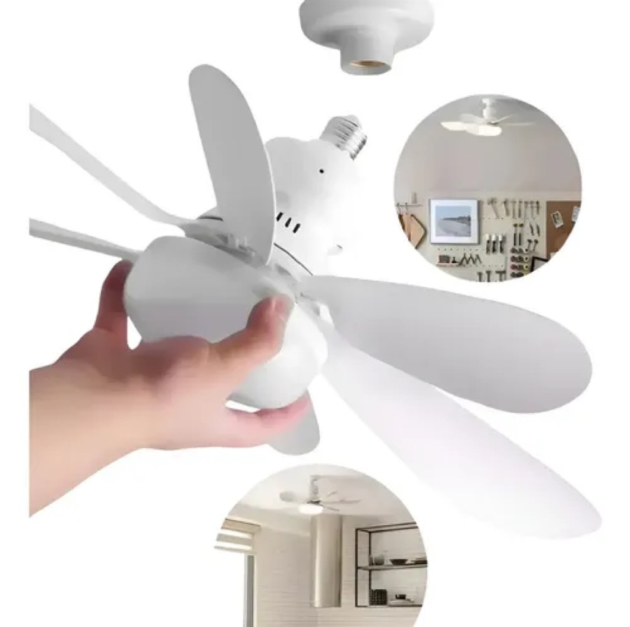 Ventilador Teto E27 Lâmpada Led Silencioso 45 80w 127/220v 45 Cm 80w 127/220v