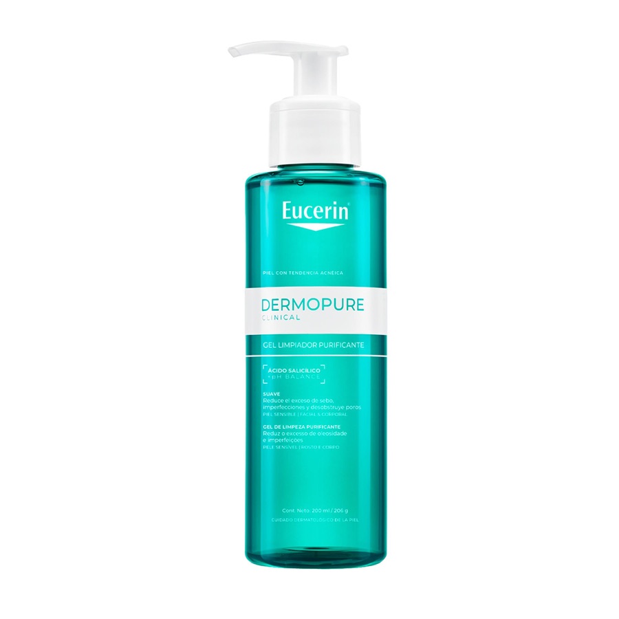 EUCERIN Dermopure Clinical Gel de Limpeza Gentil 200ml, Redução da oleosidade e acne, Desobstrui os poros