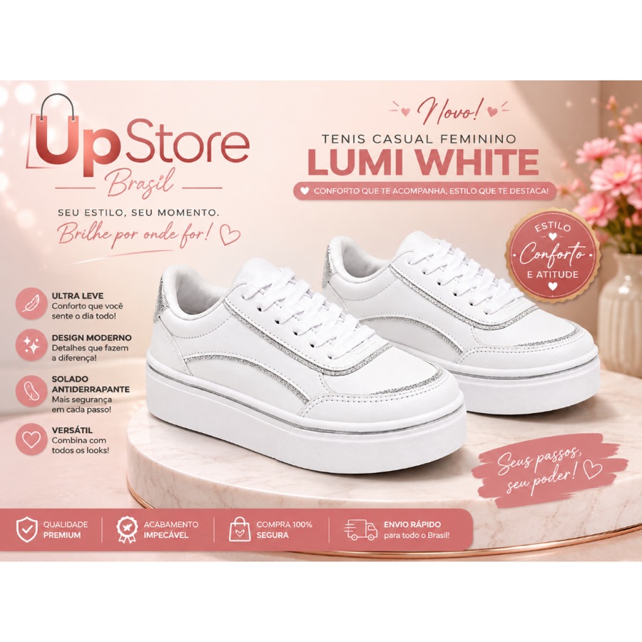 Tênis Casual Feminino Lumi White