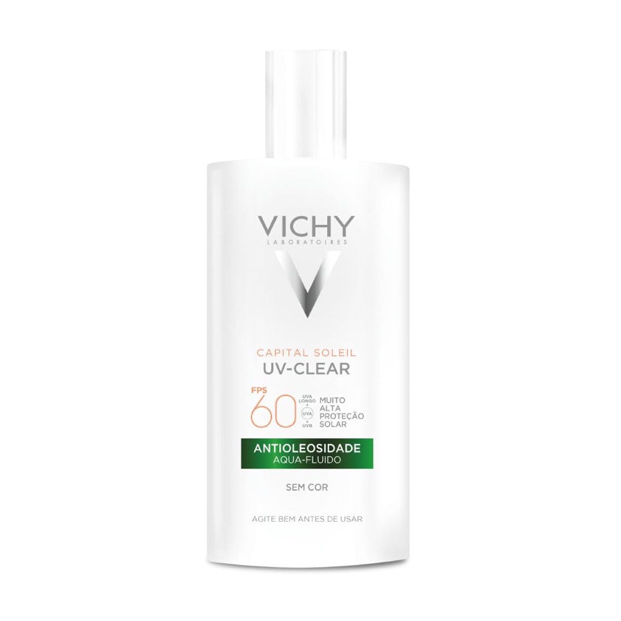 Vichy Capital Soleil UV-Clear Protetor Solar Facial Antioleosidade e Antiacne Sem Cor, Toque Seco FPS 60, com Niacinamida e Ácido Salicílico