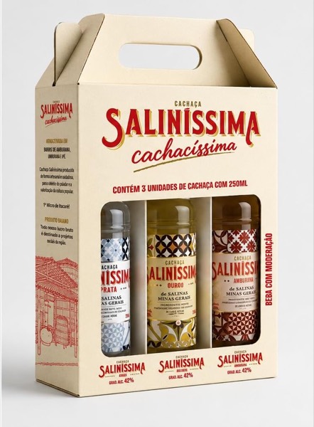 Saliníssima Kit 3 x 250 ml - Cachaça Prata, Bálsamo e Amburana