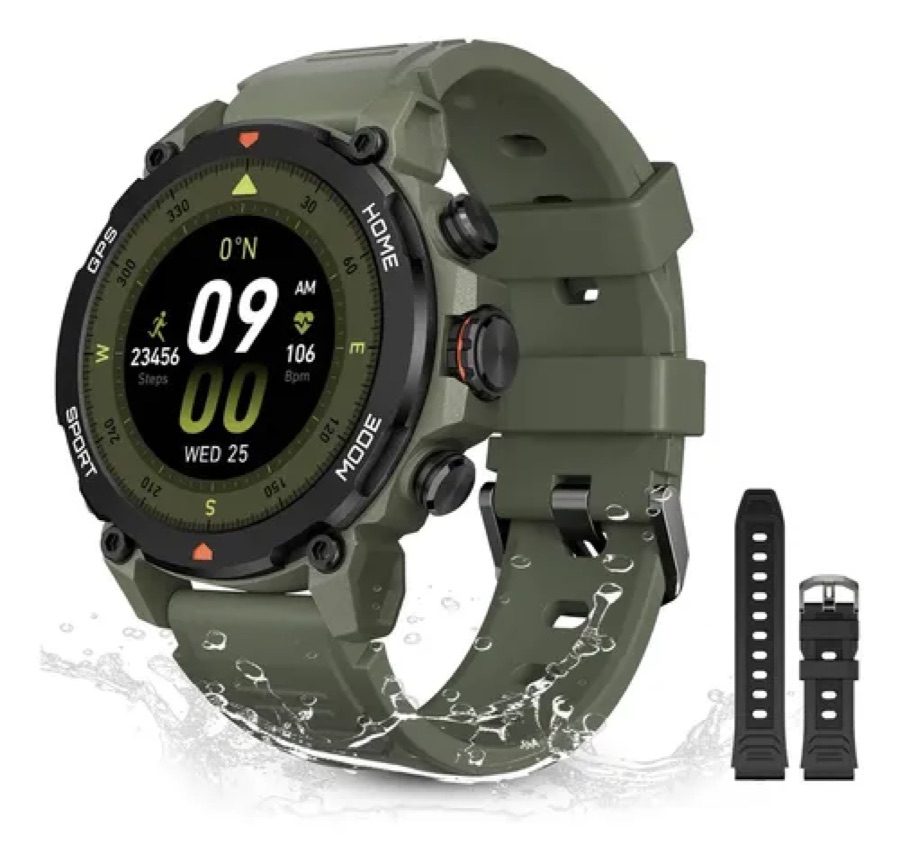 Relógio Smartwatch Aurafit G6 Com 5atm E Gps Verde Militar Verde Militar Sport Verde Militar/preto