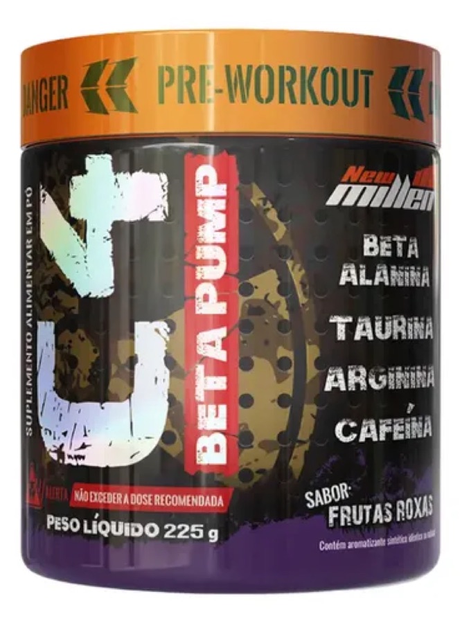 Pré Treino C4 Beta Pump 225g New Millen Diversos Sabores Sabor Frutas Roxas