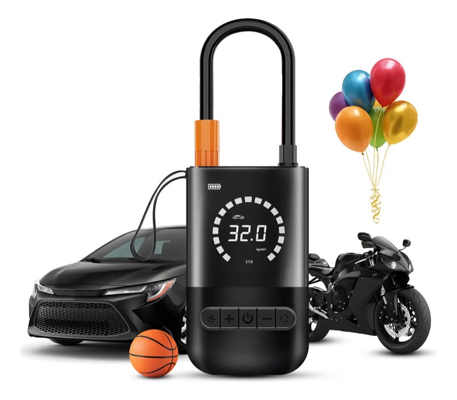 Bomba De Ar De Mão Pneu Car Air Pump Sem Fio 150 Psi Luz De Emergência Led Com Bateria Recarregável De 4000 Mah Verunto