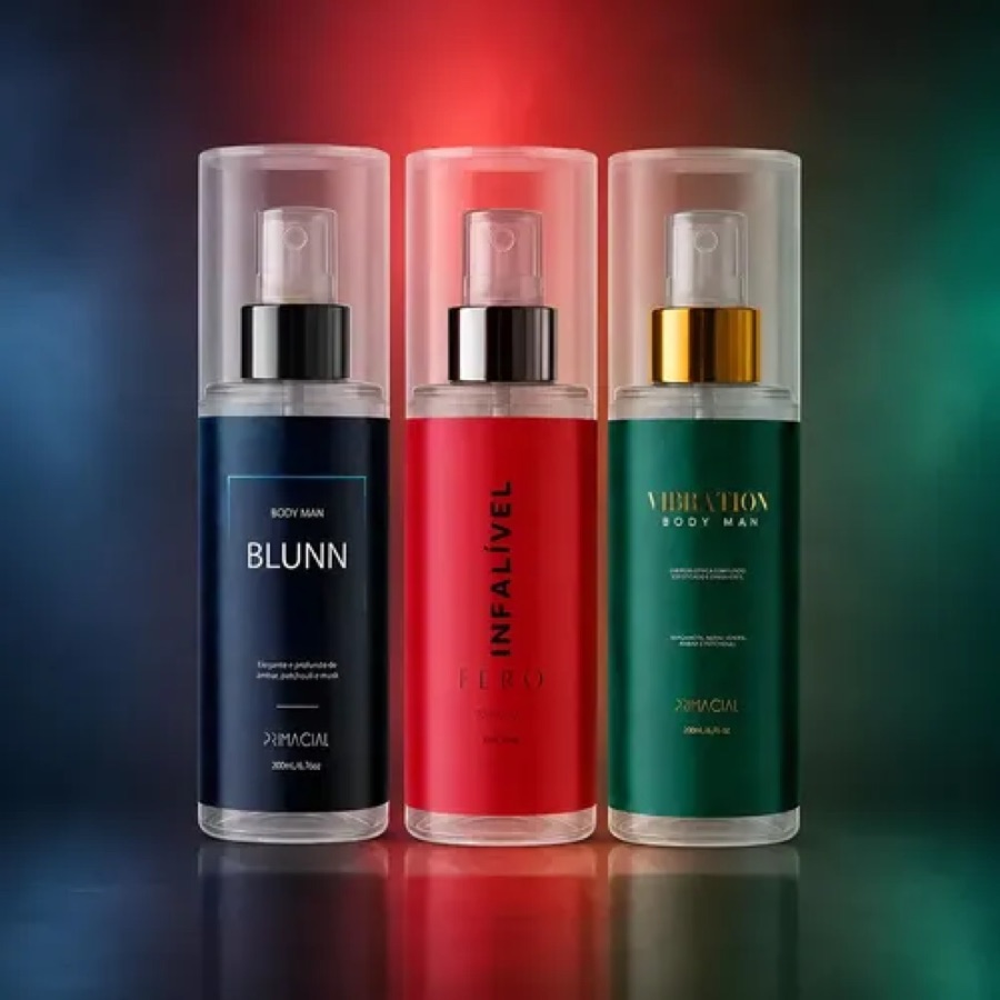 Kit Body Splash Masculino Vibration + Blunn + Infalível Fero