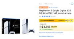 PlayStation 5 Edição Digital 825 GB Slim CFI 2114B Novo Lacrado