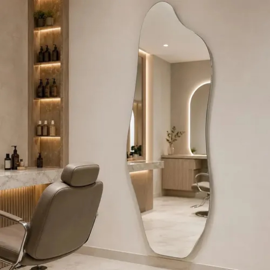 Espelho 90x40 Orgânico Grande Corpo Inteiro Quarto - Suporte