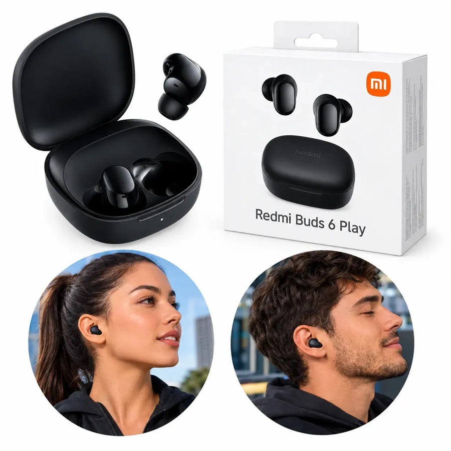 Fone De Ouvido Bluetooth Xiaomi Redmi Buds 6 Play Preto Preto