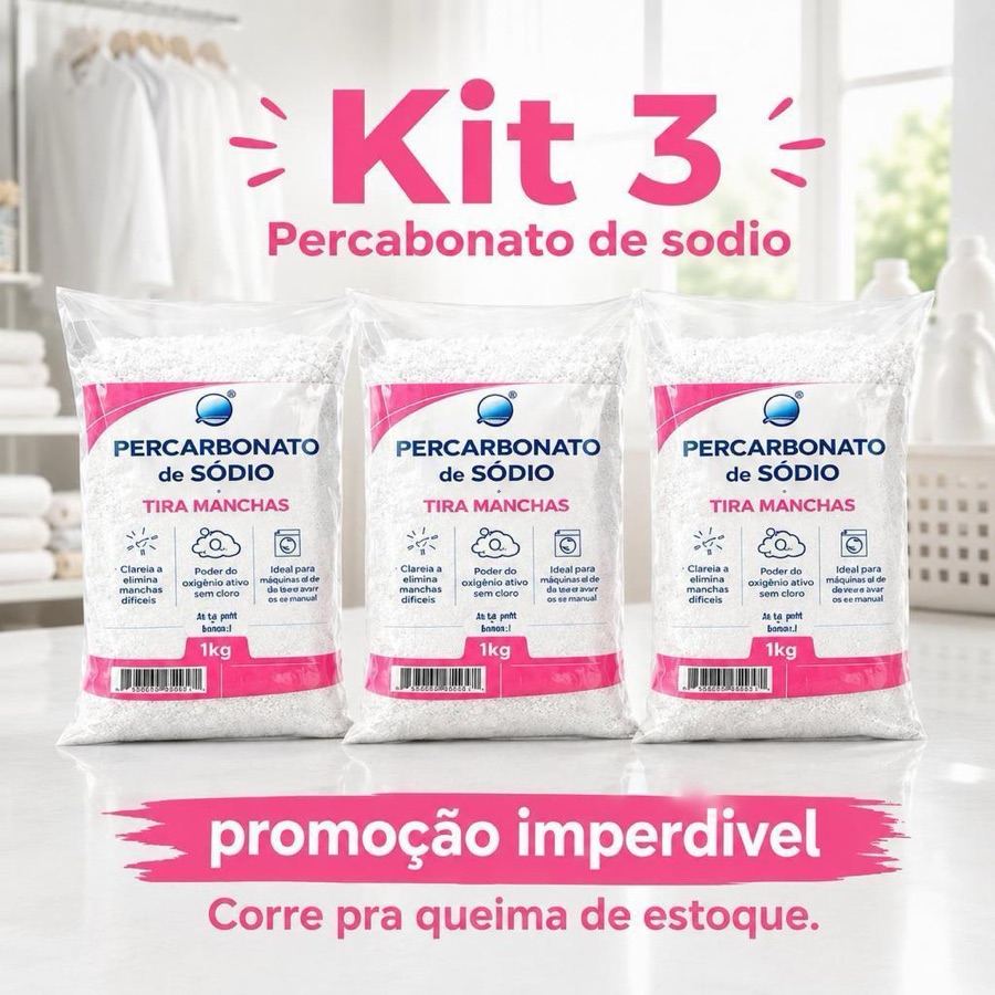 Percarbonato de Sódio 3kg – Tira Manchas com Oxigênio Ativo para Roupas para revenda Preço incomparável para revenda
