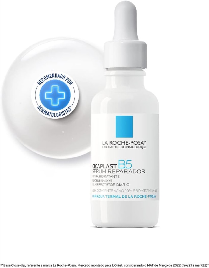 La Roche-Posay Cicaplast B5 Sérum Reparador Facial com 10% de Vitamina B5 e Ácido Hialurônico, Regenera e Ultra Hidrata a Barreira Cutânea,