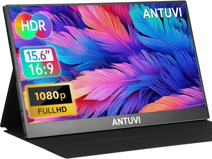 ANTUVI Monitor Portátil 15.6''+ Case, 1080P, MINI Segunda de Notebook Extensor De Tela, Ultra-Slim e portátil, com alto-falante de pé, Adequ