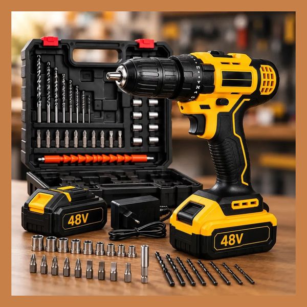Parafusadeira e Furadelra de Impacto Hardline Sem Fio 48V Com 2 Baterias e Maleta