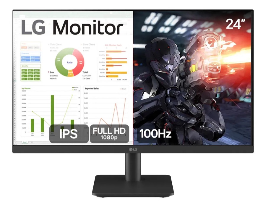 Monitor PC Gamer LG 24”- IPS, Full HD, 100Hz, HDMI, Preto - 24MS500-B
