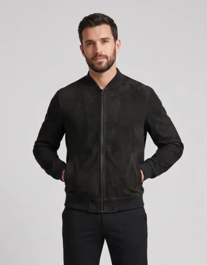 Jaqueta Bomber Suede Camurça Masculina Com Zíper E Bolso