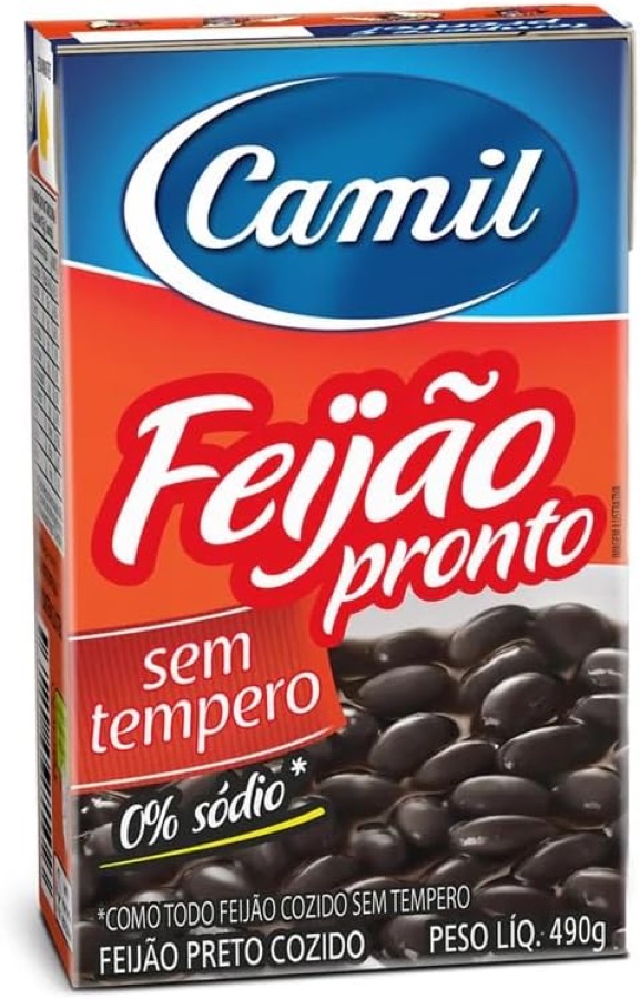 FEIJAO PRONTO PRETO sem TEMPERO Camil CX 490G
