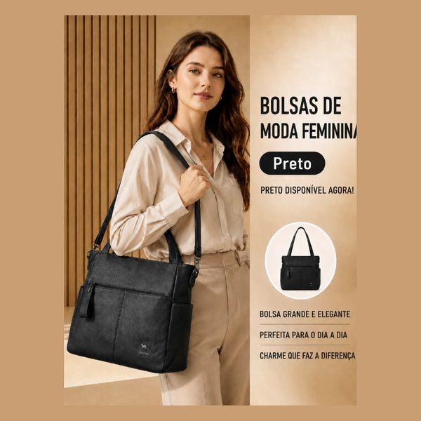 TOMI MITO Bolsa Feminina Grande para Escritório e Rotina com Alça de Ombro Bolso Frontal e Zíper B742