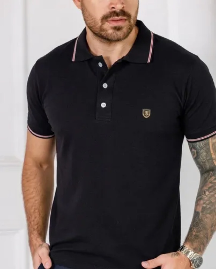 Camisa Polo Masculina Casual Slim Algodão