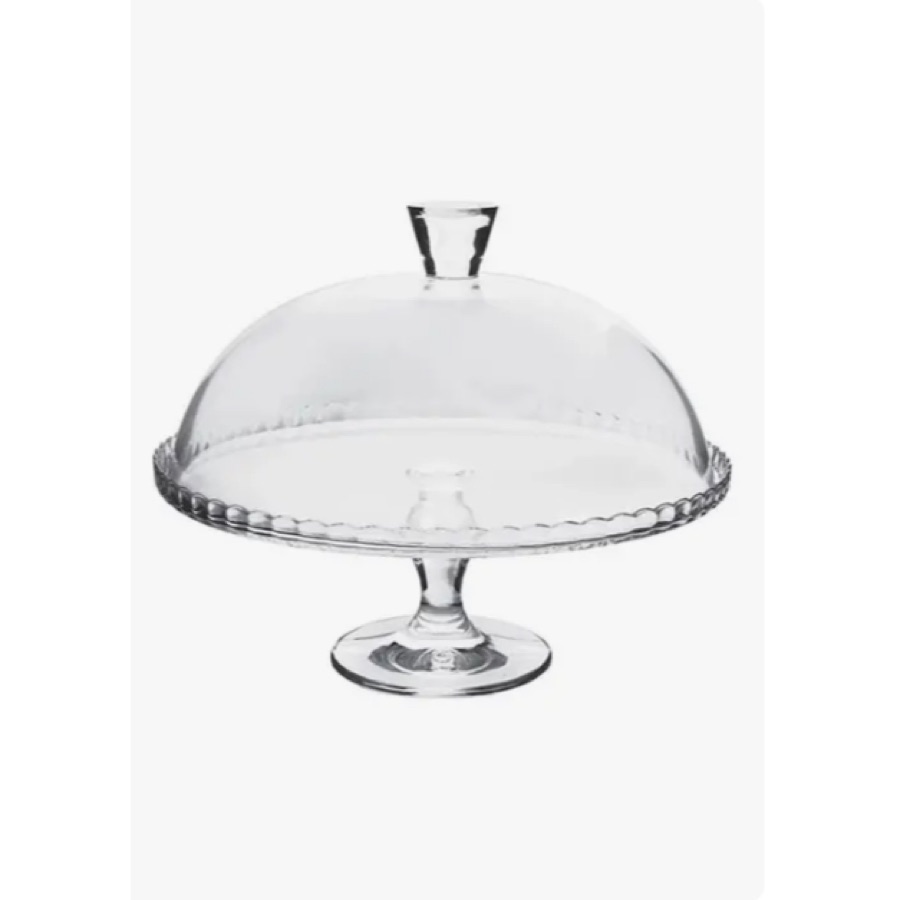 Prato para bolo Patisserie em vidro com pe e tampa D32xA26cm