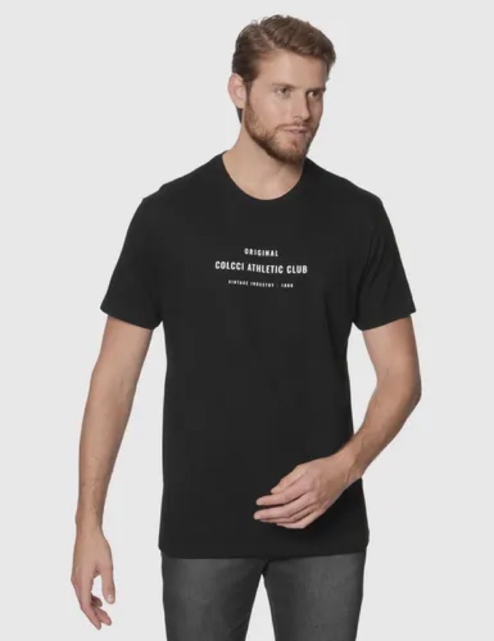 Camiseta Colcci Masculino 350112372 Preto Logo M Estampa Localizada